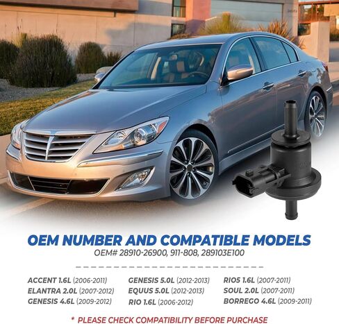 الملف اللولبي لصمام تطهير علبة بخار السيارة - استبدال OEM 28910-26900، 911-808، 289103E100 - متوافق مع مختلف المركبات وسيارات الدفع الرباعي in Kuwait