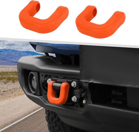 Jimen for Bronco Tow Hook Covers, 2PCS Front Bumper Tow Hook Protector Fit for Ford Bronco 2021-2024 (Orange) in Saudi Arabia