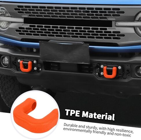 Jimen for Bronco Tow Hook Covers, 2PCS Front Bumper Tow Hook Protector Fit for Ford Bronco 2021-2024 (Orange) in Saudi Arabia