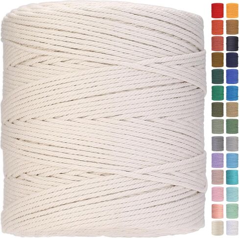 حبل GOHOHOF Macrame مقاس 4 مم × 547 ياردة من القطن الطبيعي من Macrame حبل ملون من القطن الناعم لوازم Macrame حبل حرفي من خيوط Macrame لشماعة النباتات وشماعات الحائط Dreamcatcher (بيج) in Saudi Arabia