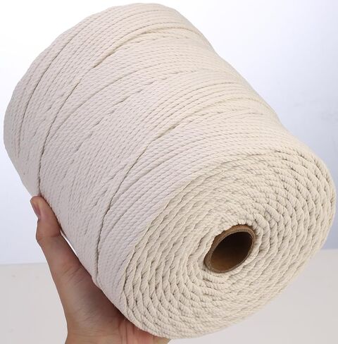 حبل GOHOHOF Macrame مقاس 4 مم × 547 ياردة من القطن الطبيعي من Macrame حبل ملون من القطن الناعم لوازم Macrame حبل حرفي من خيوط Macrame لشماعة النباتات وشماعات الحائط Dreamcatcher (بيج) in Saudi Arabia