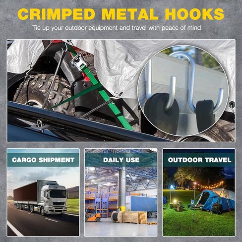 Bungee Cords with Hooks 21" 50 Pack, Heavy Long Duty Rubber Tarp Straps with Crimped S Hooks for Securing Truck, Cargo, Tarps in Extreme Weather, Max Stretch 1.5X & Max Load Capacity 185 LBS in Kuwait