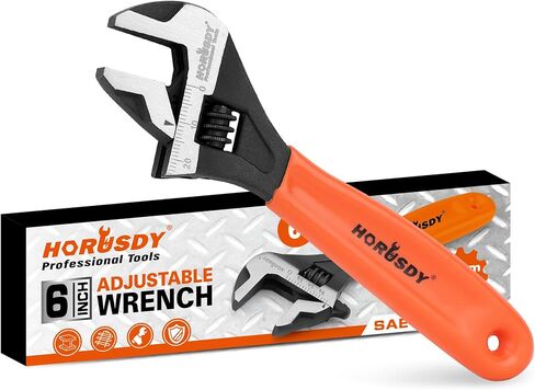 HORUSDY Adjustable Wrench Set | 2-Piece | 6-Inch and 10-Inch Crescent Wrench | Metric & SAE Scales | Cushion Grip Wrench | Cr-V Steel in Kuwait
