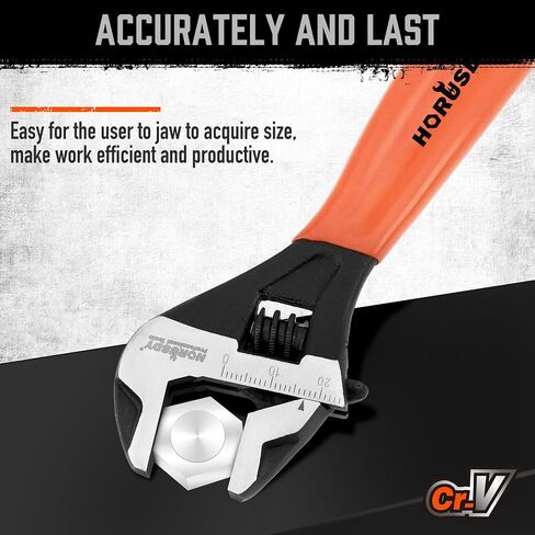 HORUSDY Adjustable Wrench Set | 2-Piece | 6-Inch and 10-Inch Crescent Wrench | Metric & SAE Scales | Cushion Grip Wrench | Cr-V Steel in Kuwait