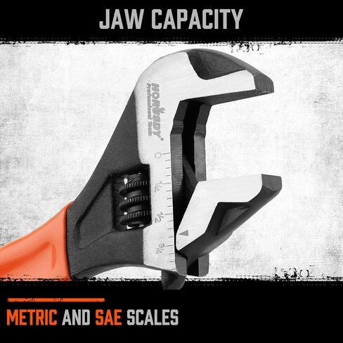 HORUSDY Adjustable Wrench Set | 2-Piece | 6-Inch and 10-Inch Crescent Wrench | Metric & SAE Scales | Cushion Grip Wrench | Cr-V Steel in Kuwait