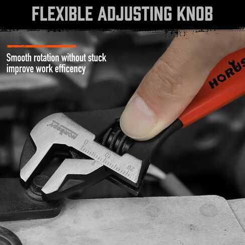 HORUSDY Adjustable Wrench Set | 2-Piece | 6-Inch and 10-Inch Crescent Wrench | Metric & SAE Scales | Cushion Grip Wrench | Cr-V Steel in Kuwait