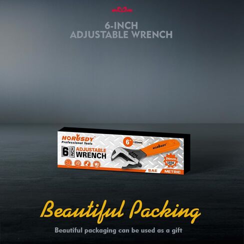 HORUSDY Adjustable Wrench Set | 2-Piece | 6-Inch and 10-Inch Crescent Wrench | Metric & SAE Scales | Cushion Grip Wrench | Cr-V Steel in Kuwait