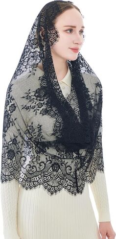 Wgior Spanish Infinity Veils for Church Lace Chapel Veils Catholic Church Veil Latin Mass Head Covering Scarf Mantilla in Saudi Arabia