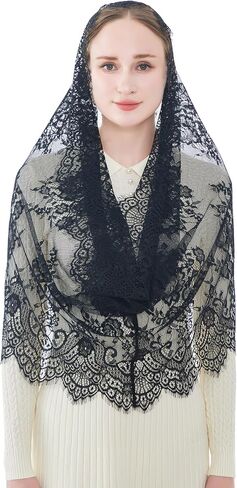 Wgior Spanish Infinity Veils for Church Lace Chapel Veils Catholic Church Veil Latin Mass Head Covering Scarf Mantilla in Saudi Arabia