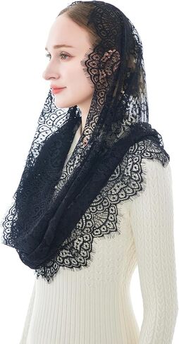 Wgior Spanish Infinity Veils for Church Lace Chapel Veils Catholic Church Veil Latin Mass Head Covering Scarf Mantilla in Saudi Arabia