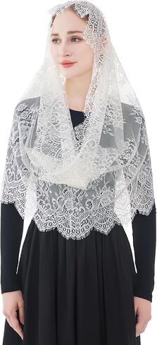 Wgior Spanish Infinity Veils for Church Lace Chapel Veils Catholic Church Veil Latin Mass Head Covering Scarf Mantilla in Saudi Arabia