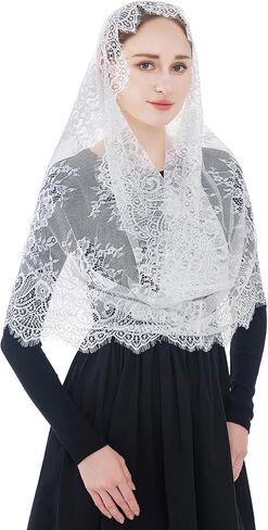 Wgior Spanish Infinity Veils for Church Lace Chapel Veils Catholic Church Veil Latin Mass Head Covering Scarf Mantilla in Saudi Arabia