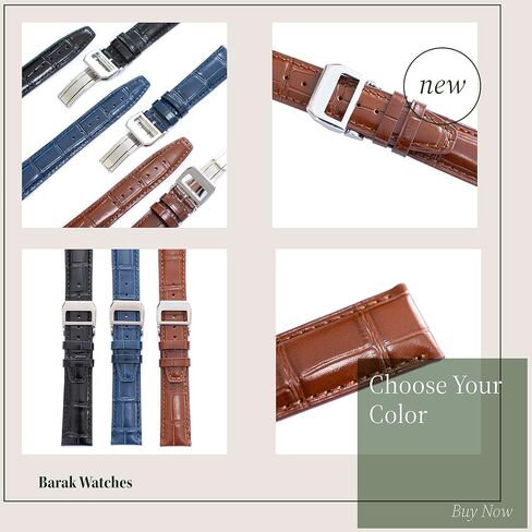 Crocodile Leather Strap For IWC Big Pilot Watches, Croco Watch Band With Deployment Clasp For IWC Schaffhausen Pilot Watches in Saudi Arabia