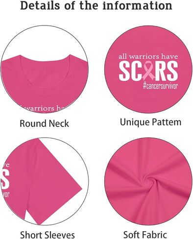 Pink Ribbon Shirts for Women Breast Cancer Awareness Tshirts Ribbon Graphic Print Tee Inspirational Breast Cancer Tops in Kuwait