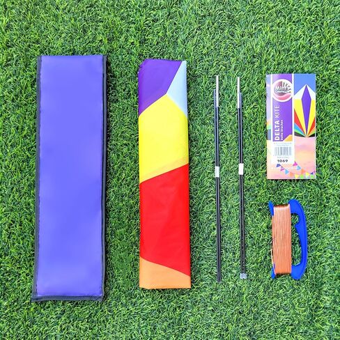 Mint's Colorful Life Rainbow Delta Kite for Kids & Adults, Easy to Fly Kite for Beginners, 300ft Kite Line Handle Included in Saudi Arabia