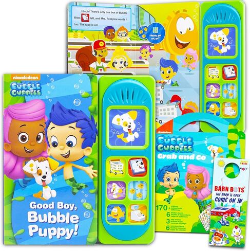 كتاب صوت Bubble Guppies للأطفال الصغار - تتضمن حزمة كتاب أنشطة Bubble Guppies كتابًا صوتيًا تعليميًا تفاعليًا بالإضافة إلى ملصقات، وشماعة للباب | هدايا فقاعة غوبي in Saudi Arabia