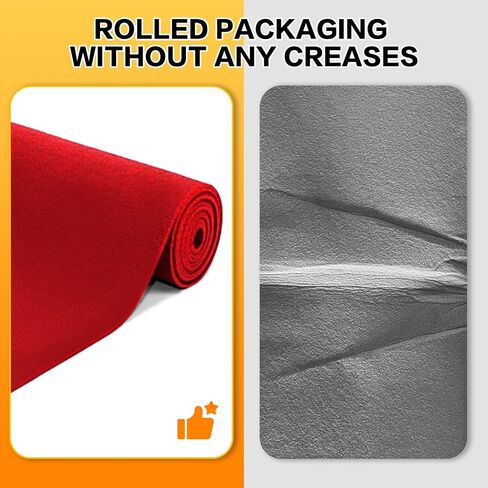 Red Carpet Runner for Party, Premium 160 GSM Felt Non-Woven Fabric Runway Rug for Party Wedding & Special Events,Rolled Package Without Creases (Red, 3X15 ft) in Saudi Arabia