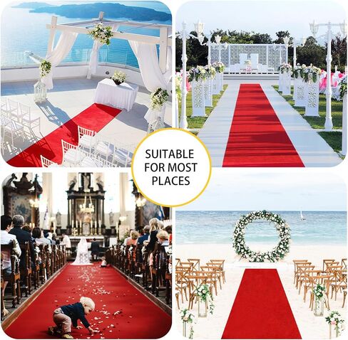 Red Carpet Runner for Party, Premium 160 GSM Felt Non-Woven Fabric Runway Rug for Party Wedding & Special Events,Rolled Package Without Creases (Red, 3X15 ft) in Saudi Arabia