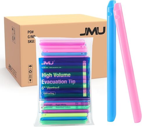 JMU High Volume Evacuator HVE Suction Tips 100pcs, Dental Disposable Vented Evacuation Aspirator Tips, Assorted Colors in Saudi Arabia