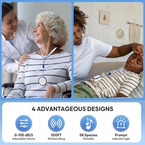 Caregiver Pager Call Button, Wearable Alert Button for Monitoring Elderly Assistance Products, Emergency Panic Button Nurse Calling for Seniors Patients Disabled Care, Waterproof in Saudi Arabia
