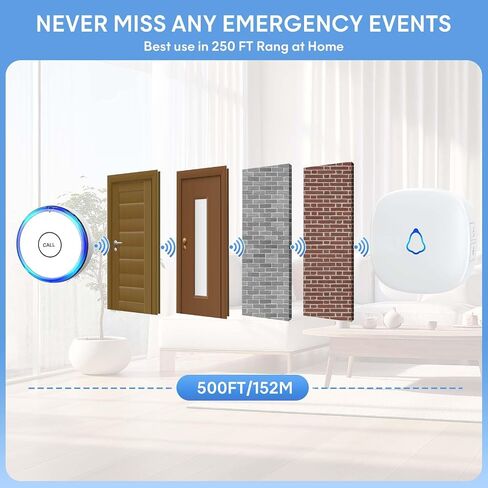 Caregiver Pager Call Button, Wearable Alert Button for Monitoring Elderly Assistance Products, Emergency Panic Button Nurse Calling for Seniors Patients Disabled Care, Waterproof in Saudi Arabia