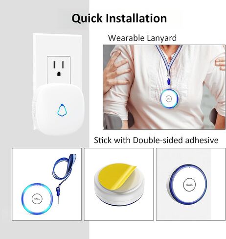Caregiver Pager Call Button, Wearable Panic Button for Monitoring Elderly Assistance Products, Alert Button Emergency Button Nurse Calling for Seniors Patients Disabled Care, Waterproof in Saudi Arabia