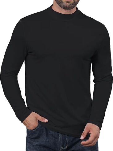 Uni Clau Mens Mock Turtleneck T Shirt Long Sleeve Pullover Casual Thermal Underwear Tops Slim Fit Soft Muscle in Saudi Arabia