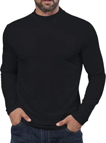 Uni Clau Mens Mock Turtleneck T Shirt Long Sleeve Pullover Casual Thermal Underwear Tops Slim Fit Soft Muscle in Saudi Arabia