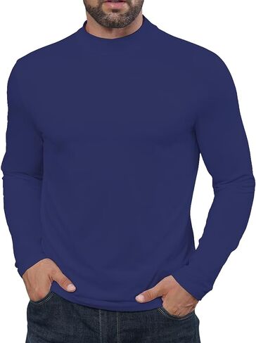 تي شيرت رجالي من Uni Clau بياقة مدورة وأكمام طويلة، بلوفر كاجوال، ملابس داخلية حرارية، ملابس داخلية ضيقة، عضلات ناعمة in Kuwait