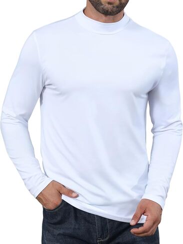 Uni Clau Mens Mock Turtleneck T Shirt Long Sleeve Pullover Casual Thermal Underwear Tops Slim Fit Soft Muscle in Saudi Arabia