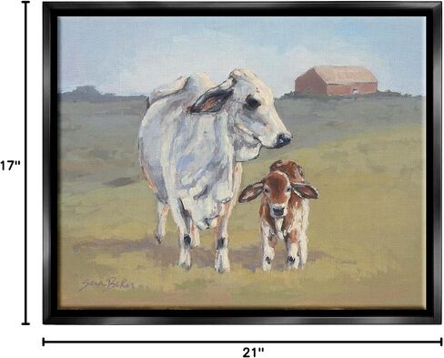 Stupell Industries Baby Cow Family Farm Portrait Floating Framed Wall Art, Design by Sara Baker in Kuwait