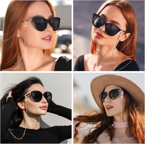 4 قطع من سلاسل النظارات المعدنية للنساء، حزام النظارات سلسلة النظارات الشمسية حزام التجنيب نظارات الحبل قلادة سلسلة حامل in Saudi Arabia