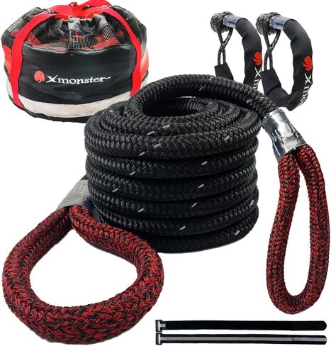 7/8“x30' Kinetic Recovery Rope & 100% Nylon Towing Rope 29,000lbs Breaking Strength with 2 Soft Shackles (40,000lbs), Free Durable Heavy Duty Handbag Off-Road Recovery Kits in Saudi Arabia