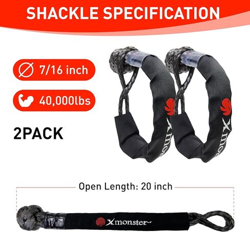 7/8“x30' Kinetic Recovery Rope & 100% Nylon Towing Rope 29,000lbs Breaking Strength with 2 Soft Shackles (40,000lbs), Free Durable Heavy Duty Handbag Off-Road Recovery Kits in Saudi Arabia