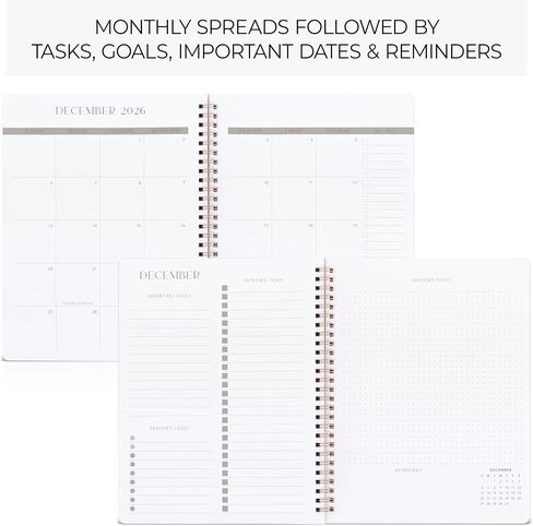 Beautiful 2025-2026 Monthly Planner and Calendar Book - To Do List Notebook That Easily Organizes Your Tasks to Boost Productivity - Runs From January 2025 Until December 2026 in Kuwait