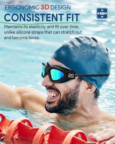 Swim Goggles - Adult Comfortable Swimming Goggles Bungee Strap No Hair Pulling Anti-fog Anti UV No Leak Pool Clear Vision Goggles Black for Men Women in Saudi Arabia