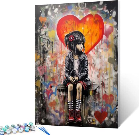 Tucocoo Colorful Graffiti Girl Paint by Numbers Oil Painting for Adults Kids Paint by Number Paint by Numbers for Adults Beginner Banksy DIY Paint Number Kits for Home Wall Decor16 x20 inch Frameless in Saudi Arabia