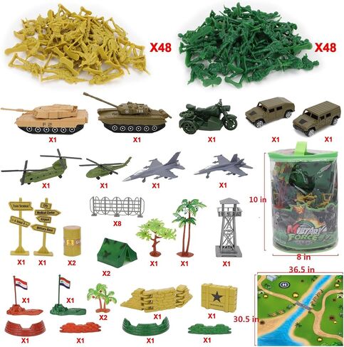 deAO 150Pcs Army Men Playset Toys with Army Men Action Figures, Military Toys with Military Battle Mat, Toy Soldiers for Boys with Tanks,Helicopters, Jeep,Tents,Trucks, Army Toys for Kids Boys Age 3+ in Saudi Arabia