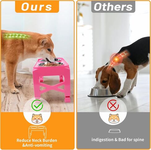 Elevated Dog Bowls with 2 Stainless Steel Dog Food and Water Bowls+Pet Food Scoop Raised Bowl Adjusts to 5 Heights (3.15",8.66",9.84",11.02", 12.2") for Small Medium and Large Dogs Cats (Black) in Kuwait