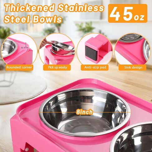 Elevated Dog Bowls with 2 Stainless Steel Dog Food and Water Bowls+Pet Food Scoop Raised Bowl Adjusts to 5 Heights (3.15",8.66",9.84",11.02", 12.2") for Small Medium and Large Dogs Cats (Black) in Kuwait