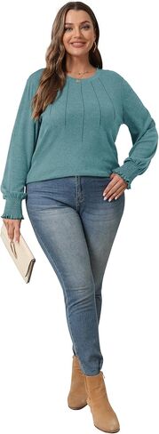 OFEEFAN Women's Tunic Tops Ruffle Sleeve Shirts Pleated Front Blouses Fall Travel Outfits S-3XL in Kuwait