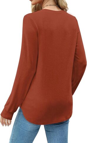 WIHOLL Womens Tunic Tops Loose Fit Long Sleeve Pleated Shirts Crewneck Tops in Kuwait