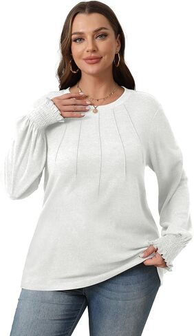 OFEEFAN Women's Tunic Tops Ruffle Sleeve Shirts Pleated Front Blouses Fall Travel Outfits S-3XL in Saudi Arabia