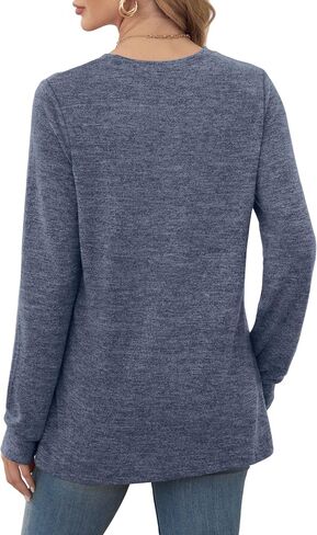 Saloogoe Long Sleeve Shirts for Women Dressy Casual Tops Pleated Front Lightweight Sweaters in Kuwait