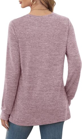 Saloogoe Long Sleeve Shirts for Women Dressy Casual Tops Pleated Front Lightweight Sweaters in Kuwait