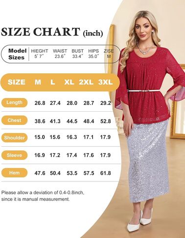 Bebonnie Women's Ruffle 3/4 Sleeve Elegant Dressy Blouses Crew Neck Double Layers Mesh Tunic Tops in Saudi Arabia