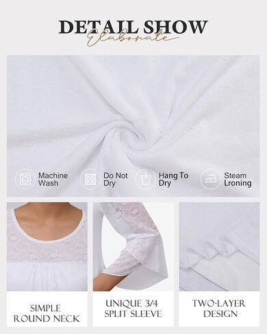 Bebonnie Women's Ruffle 3/4 Sleeve Elegant Dressy Blouses Crew Neck Double Layers Mesh Tunic Tops in Saudi Arabia