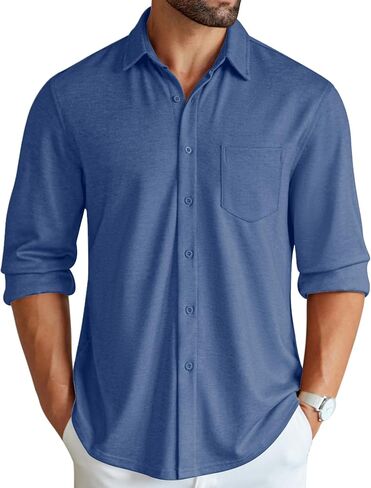 COOFANDY Men's Wrinkle Free Shirt Casual Button Down Long Sleeve Dress Shirts in Kuwait