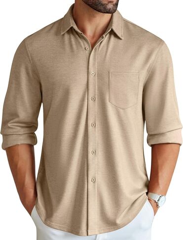 COOFANDY Men's Wrinkle Free Shirt Casual Button Down Long Sleeve Dress Shirts in Kuwait