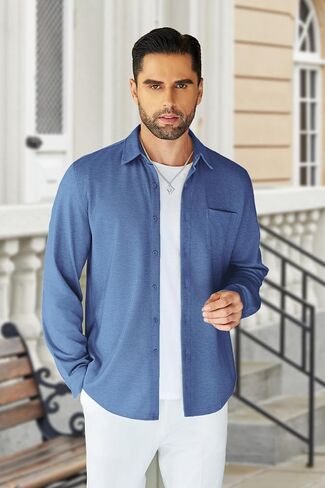 COOFANDY Men's Wrinkle Free Shirt Casual Button Down Long Sleeve Dress Shirts in Kuwait